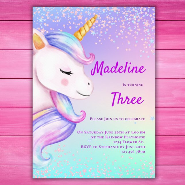 Convites Unicorn Aniversário Invitation Girls Pastel Rainbo (Criador carregado)