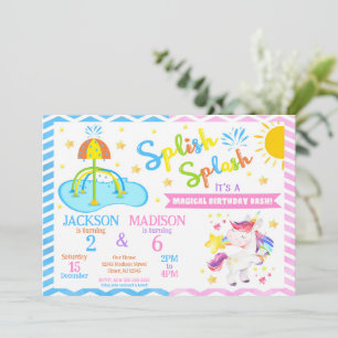 Convites Unicorn & Área de Splash Conjunto de Aniversário