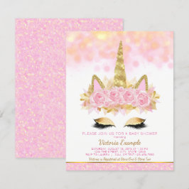 Convites Unicorn Baby Shower Invances Rosa Dourado Unicorn