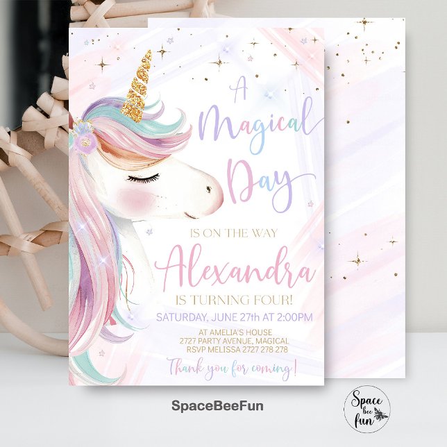 Convites Unicorn Birthday Invation Party (Unicorn Birthday,Invitation Party,Unicorn Invite,Magical Rainbow,Invite Girls,Birthday Party,Unicorn)