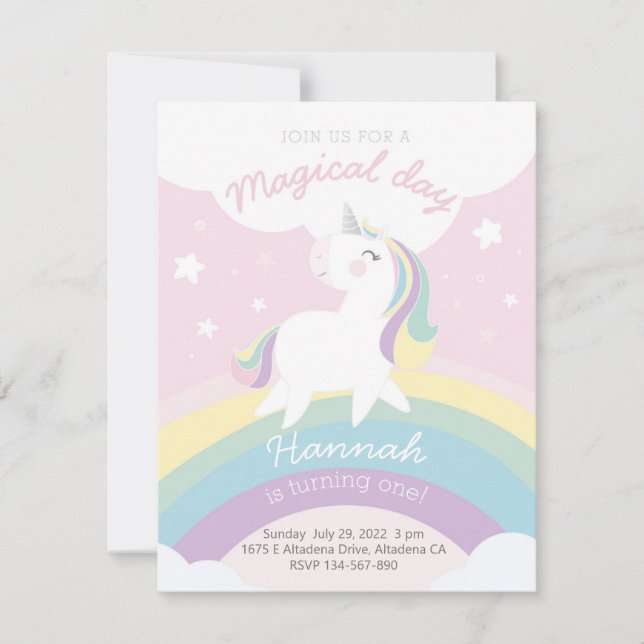 Convites Unicorn birthday invitation (Frente)