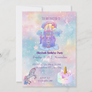Convites Unicorn birthday Invitation card