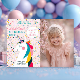 Convites Unicorn Birthday Magical Party for Girl
