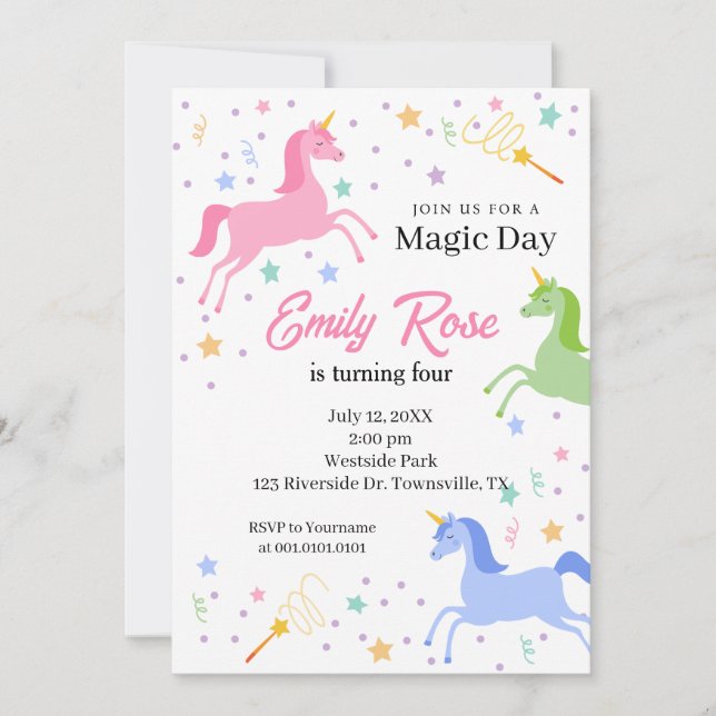 Convites Unicorn Birthday Party Invitation (Frente)