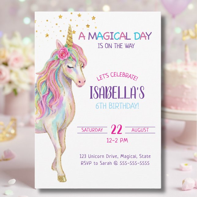 Convites Unicorn Birthday Party Invitation (Criador carregado)