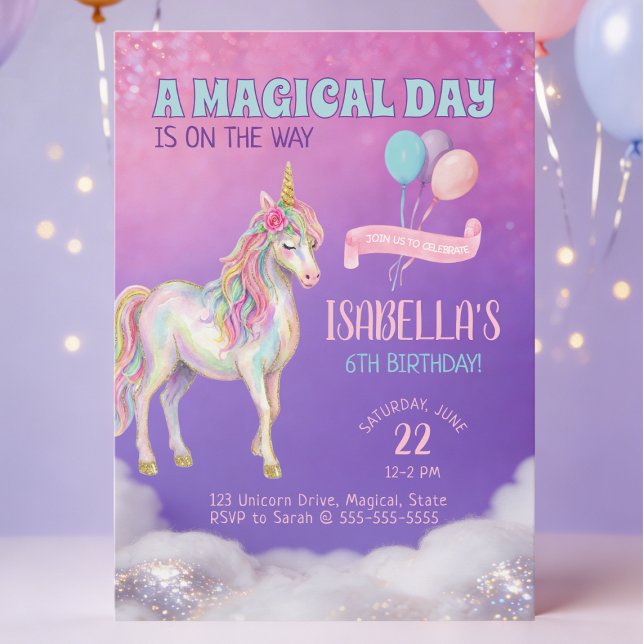 Convites Unicorn Birthday Party Invitation (Criador carregado)