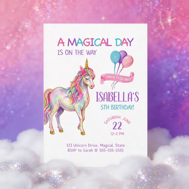 Convites Unicorn Birthday Party Invitation (Criador carregado)