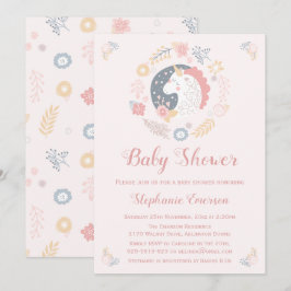 Convites Unicorn Blush Florals Baby Shower