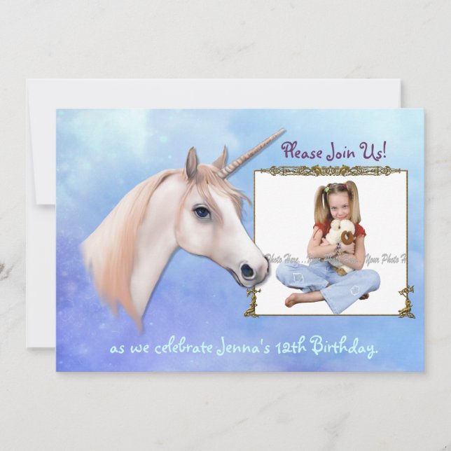 Convites Unicorn Dreams 12 Birthday - Personalizar (Frente)