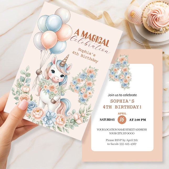 Convites Unicorn Dreams Birthday Invitation (Criador carregado)