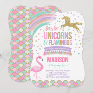 Convites Unicorn e Flamingo Birthday Invitation MagParty