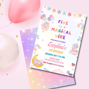Convites Unicorn Five Is a Magical Vibe 5º Aniversário