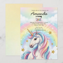 Convites Unicorn Magical Birthday Party Invitation Card