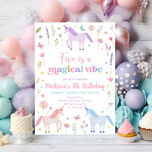 Convites Unicorn Meadow Five é um Aniversário de Vibe Mágic