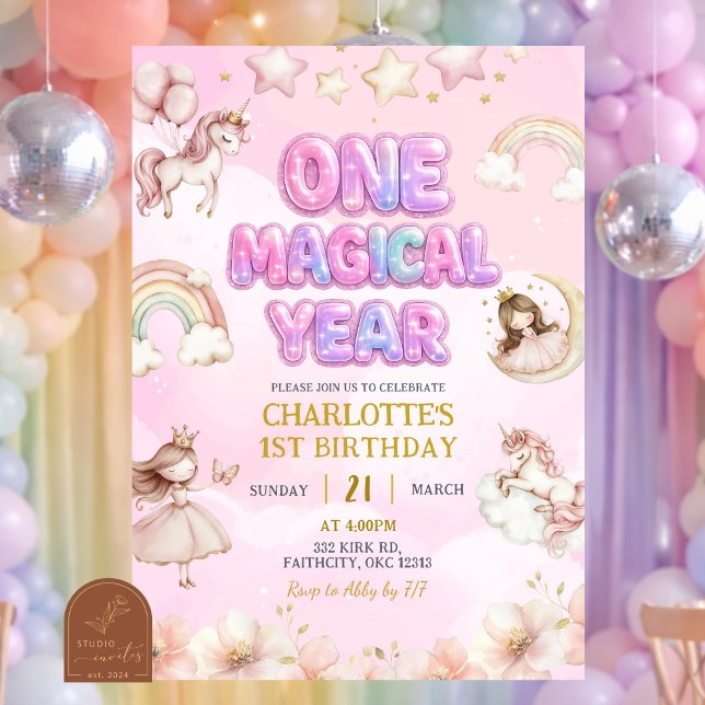 Convites Unicorn One Magical year First Birthday (Criador carregado)