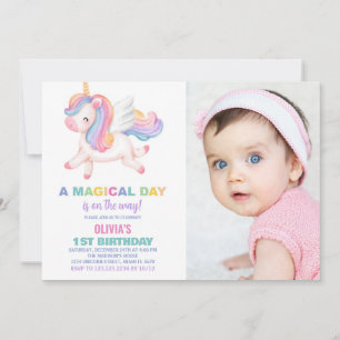 Convites Unicorn Rainbow Birthday Invances com foto