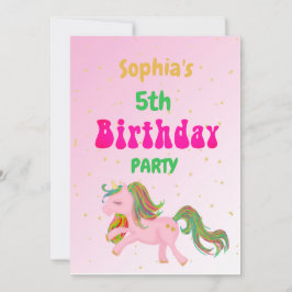 Convites Unicorn Rainbow Dourado Cute Birthday