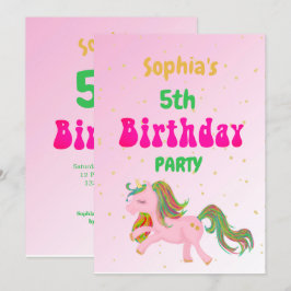 Convites Unicorn Rainbow Dourado Cute Birthday