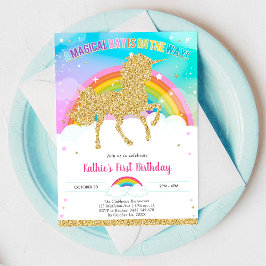 Convites Unicorn Rainbow Magical Day Birthday Invitation