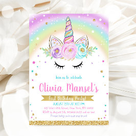 Convites Unicorn Rainbow Magical Day Birthday Invitation