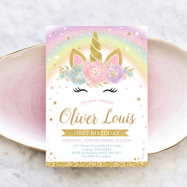 Convites Unicorn Rainbow Magical Day Birthday Invitation
