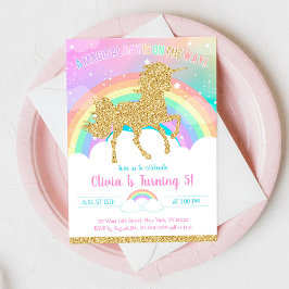 Convites Unicorn Rainbow Magical Day Birthday Invitation