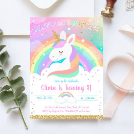 Convites Unicorn Rainbow Magical Day Birthday Invitation