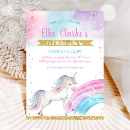 Convites Unicorn Rainbow Magical Day Birthday Invitation