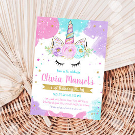 Convites Unicorn Rainbow Magical Day Birthday Invitation