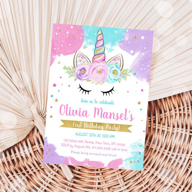 Convites Unicorn Rainbow Magical Day Birthday Invitation (Criador carregado)