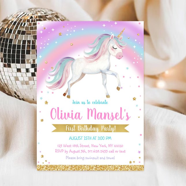 Convites Unicorn Rainbow Magical Day Birthday Invitation (Criador carregado)