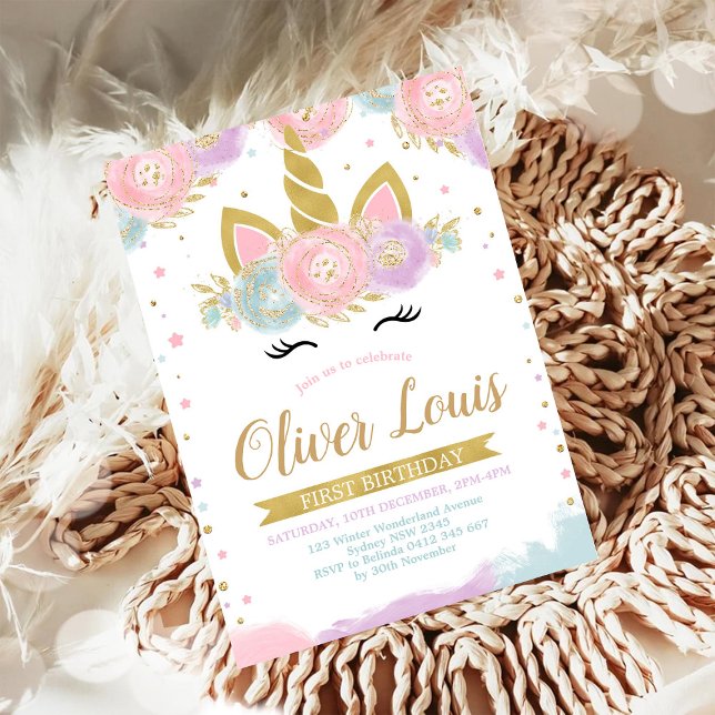 Convites Unicorn Rainbow Magical Day Birthday Invitation (Criador carregado)