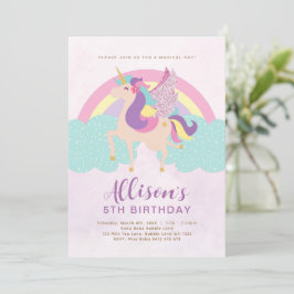 Convites Unicorn Rainbow Personalizado Aniversário