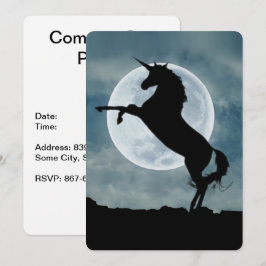 Convites Unicorn Silhouette Full Moon Night Sky, ZKOA