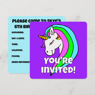 Convites Unicórnio Arco-Íris Personalizado