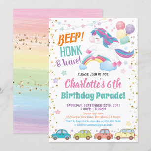 Convites Unicórnio Atravessa Parada de Aniversários de Me