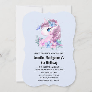 Convites Unicórnio Bebê Fofo Magia Aquarela Aniversário