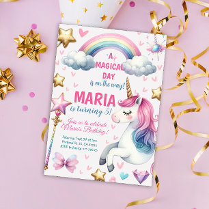 Convites Unicórnio Dia Mágico - Partido Aniversário de cria