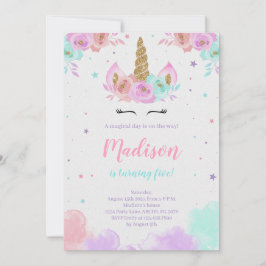 Convites Unicórnio Floral Magia de Nascimento do Unicórnio