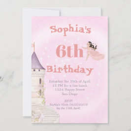 Convites Unicórnio Princesa Estrelas em Idade do Cabelo Esc