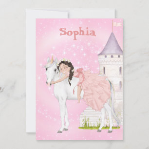 Convites Unicórnio Princesa Estrelas em Idade do Cabelo Esc