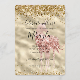 Convites Unicórnio Rosa Menina Dourado Brilho Confete Lasci