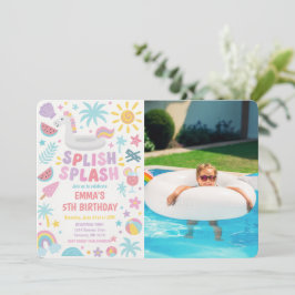 Convites Unicórnio Tropical Splash Birthday Phot