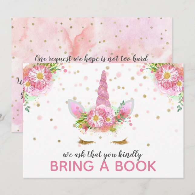Convites Unicórnios em Bloom (Frente/Verso)