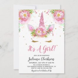 Convites Unicórnios em Bloom Chá de fraldas