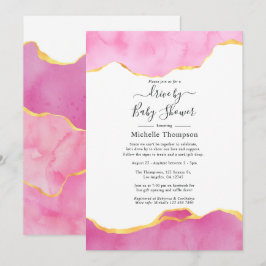 Convites Unidade de agitação rosa e Dourada por Chá