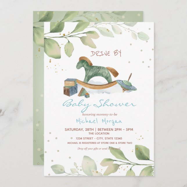 Convites Unidade de brinquedos por Chá de fraldas (Frente/Verso)