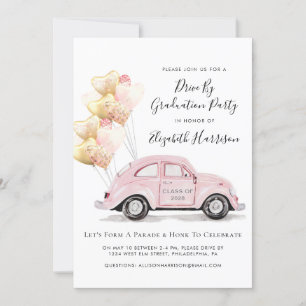 Convites Unidade De Carro De Cores De Água Rosa Por Festa d