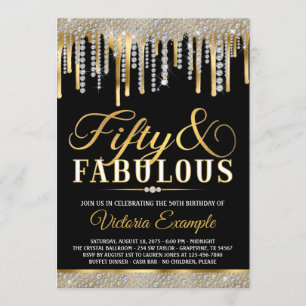Convites Unidade de Diamante Dourada Preta Fabulosa 50 Fest