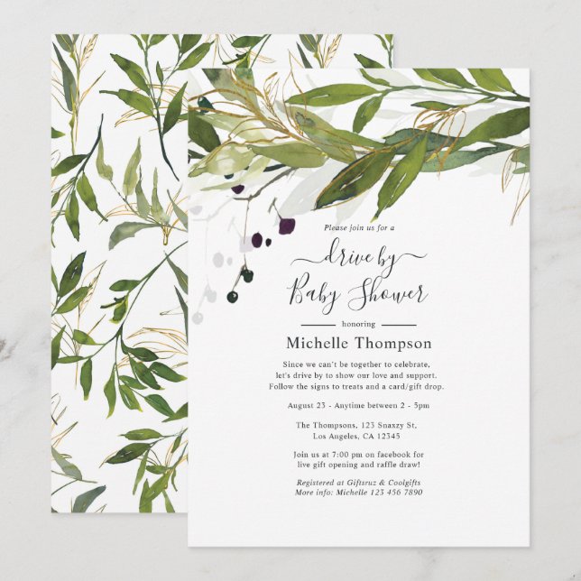 Convites Unidade de granulação em aquarelas por noz ou Chá  (Frente/Verso)